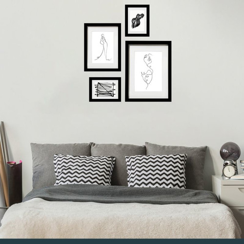 GoodHome Set of 4 Picture Frames Islande, black