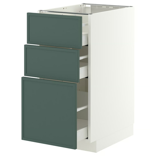 METOD/MAXIMERA Base cabinet with 3 drawers, white/Aspudden dark grey-green, 40x60 cm