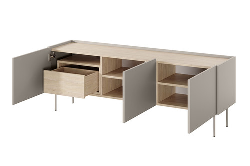 Three-Door TV Cabinet with Drawer Desin 170, cashmere/nagano oak