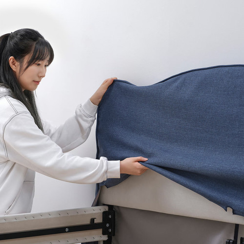 RAMNEFJÄLL Upholstered bed frame, Kilanda dark blue/Luröy, 160x200 cm