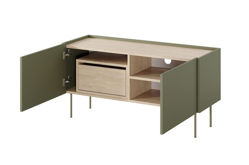 Two-Door TV Cabinet with Drawer Desin 120, olive/nagano oak