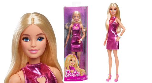 Barbie Fashionistas Doll #230 in Metallic Pink Minidress HYT88 3+