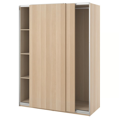 PAX / HASVIK Wardrobe, white stained oak effect/white stained oak effect, 150x66x201 cm