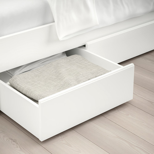 SONGESAND Bed frame with 4 storage boxes, white, Lönset, 160x200 cm