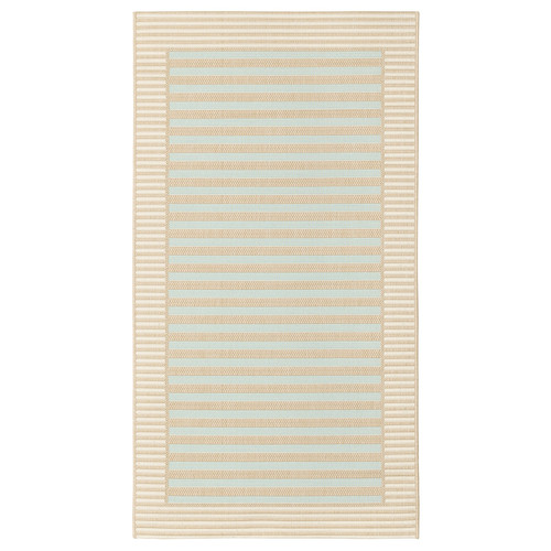 SKEVNING Runner, flatwoven, brown blue/stripe in/outdoor, 80x200 cm