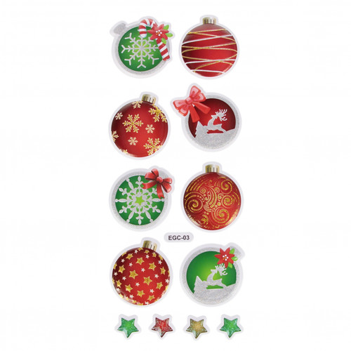 Christmas Stickers Christmas Baubles/Stars 12pcs
