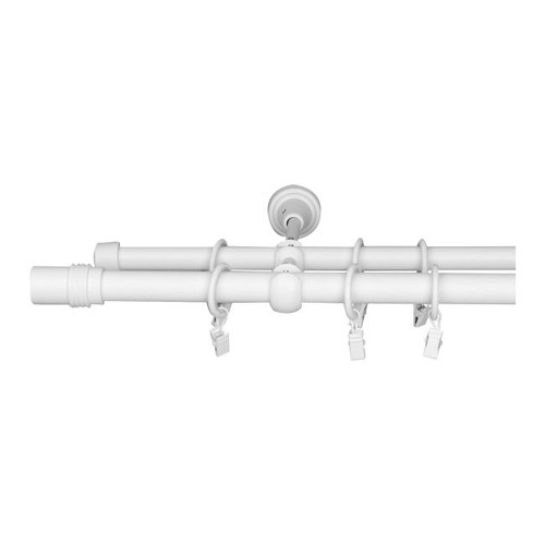 Double Curtain Rod GoodHome Anafi 19/16 mm 240 cm, matt white