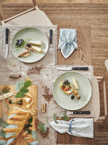 FÄRGKLAR Plate, matt green, 26 cm, 4 pack