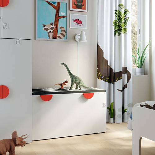SMÅSTAD Bench with toy storage, white, white, 90x50x48 cm