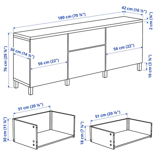BESTÅ Storage combination with drawers, Sindvik black/Lappviken/Stubbarp black-brown, 180x42x76 cm