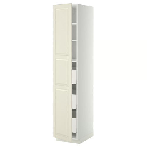 METOD / MAXIMERA High cabinet with drawers, white/Bodbyn off-white, 40x60x200 cm