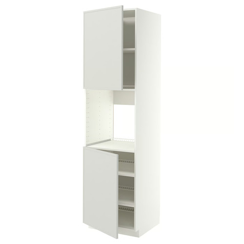METOD High cab f oven w 2 doors/shelves, white/Aspudden light grey, 60x60x220 cm