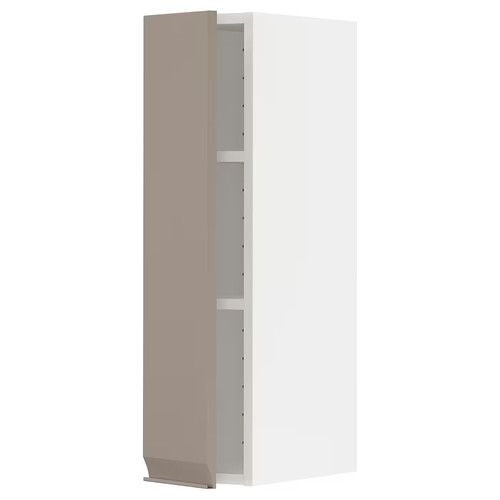 METOD Wall cabinet with shelves, white/Upplöv matt dark beige, 20x80 cm