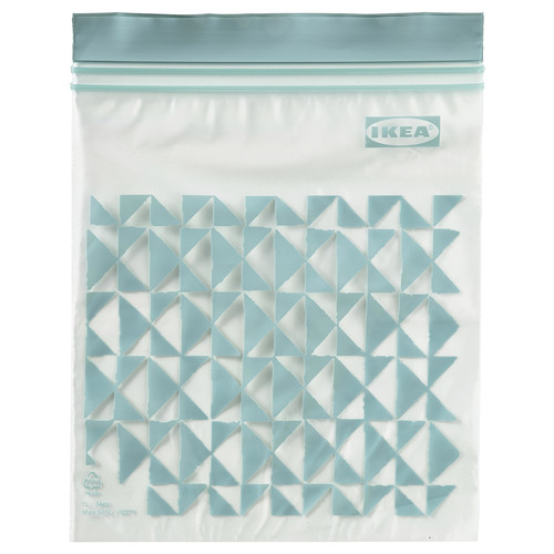 ISTAD Resealable bag, patterned/pale grey-green, 1 l