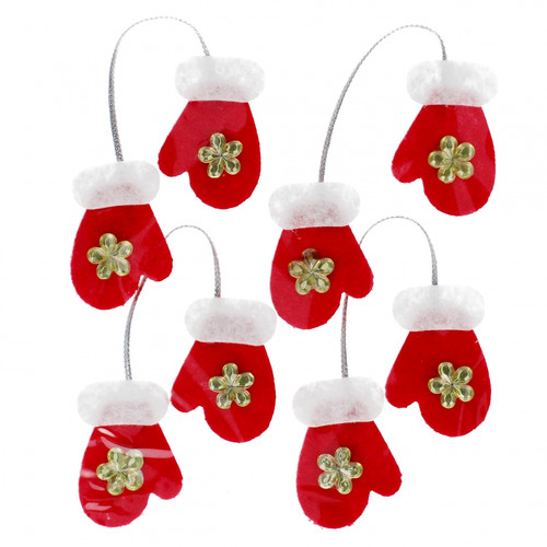 Craft Christmas Stickers Felt Glove 4pcs