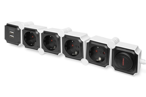 Digitus Flexible Power Strip 4-way with 2 USB Ports and Switch