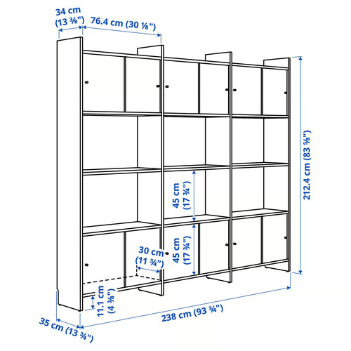 LÅDMAKARE Storage combination w sliding doors, with 3 shelves/oak effect, 238x35x212 cm