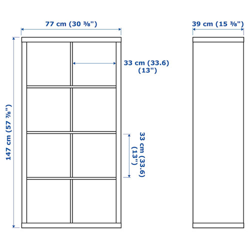 KALLAX Shelf unit with doors, black-brown, 77x147 cm