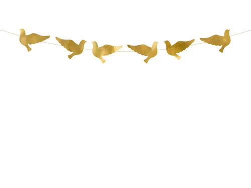 Decorative Paper Garland Doves 112cm, gold