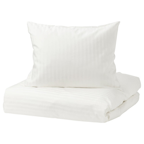 NATTJASMIN Quilt cover and 2 pillowcases, white, 200x200 cm/50x60 cm