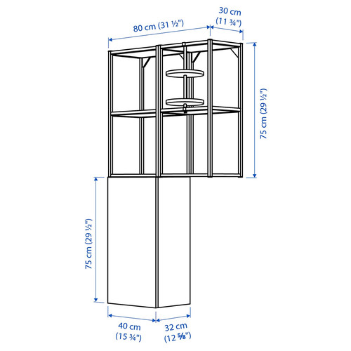 ENHET Wall storage combination, anthracite/white, 80x32x150 cm