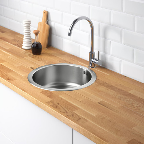BOHOLMEN Single-bowl inset sink, stainless steel, 45 cm