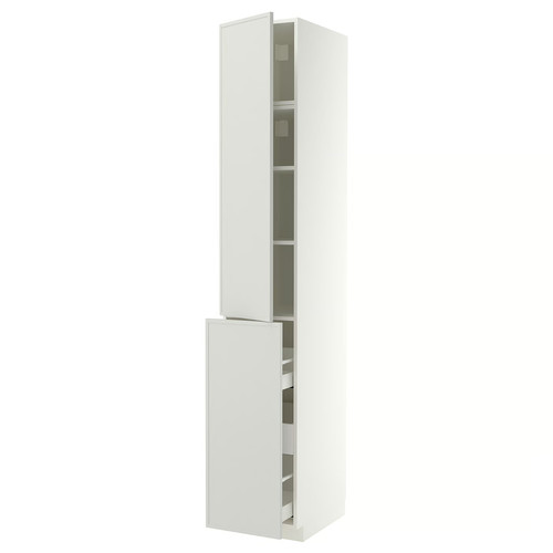 METOD / MAXIMERA Hc w p-o func 3drw/1dr/2shlv, white/Aspudden light grey, 40x60x240 cm