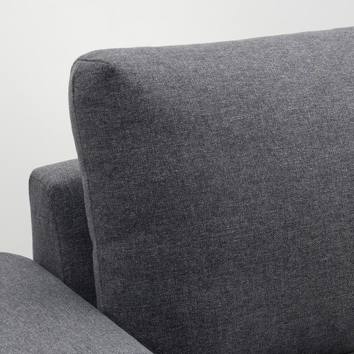 VIMLE 3-seat sofa with chaise longue, with wide armrests Gunnared/medium grey