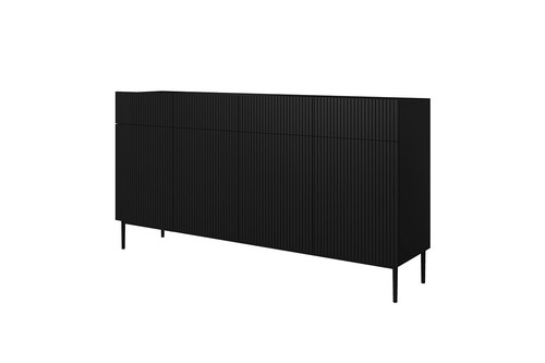 Cabinet with 4 Doors & 4 Drawers Nicole 200cm, matt black, black legs