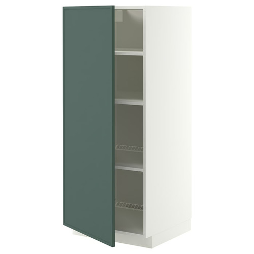 METOD High cabinet with shelves, white/Aspudden dark grey-green, 60x60x140 cm