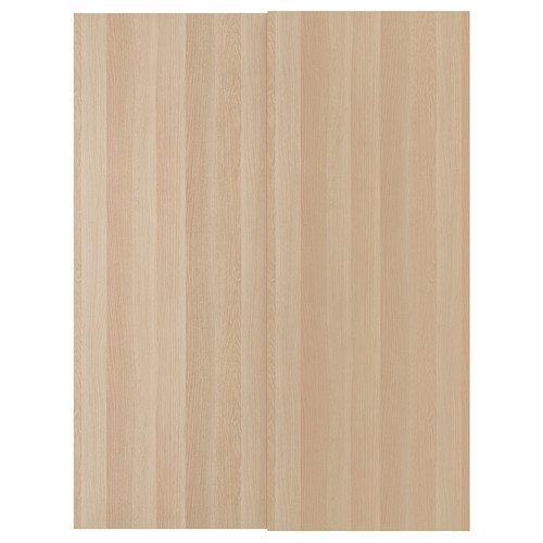 HASVIK Pair of sliding doors, white stained oak effect, 150x201 cm