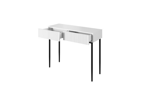Modern Console Table Dresser Dressing Table Nicole, matt white, black legs
