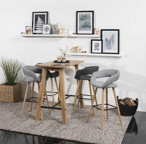 Bar Stool Grace, low, light grey