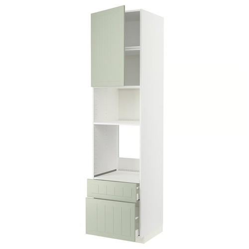 METOD / MAXIMERA High cab f oven/micro w dr/2 drwrs, white/Stensund light green, 60x60x240 cm