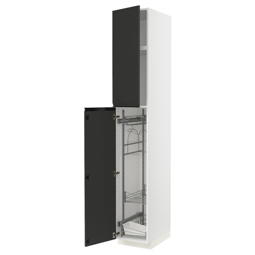 METOD High cabinet with cleaning interior, white/Upplöv matt anthracite, 40x60x240 cm