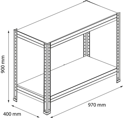GoodHome Metal Shelving Unit Rand 90 x 97 x 40 cm 2 Shelves 250 kg