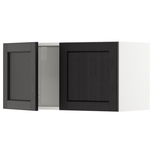 METOD Wall cabinet with 2 doors, white/Lerhyttan black stained, 80x40 cm