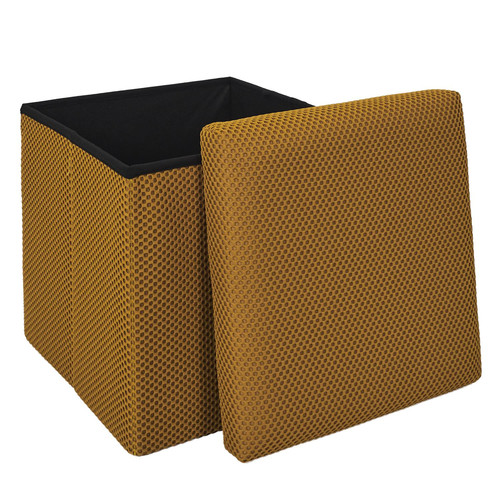 Folding Storage Pouffe Vels Atom, yellow