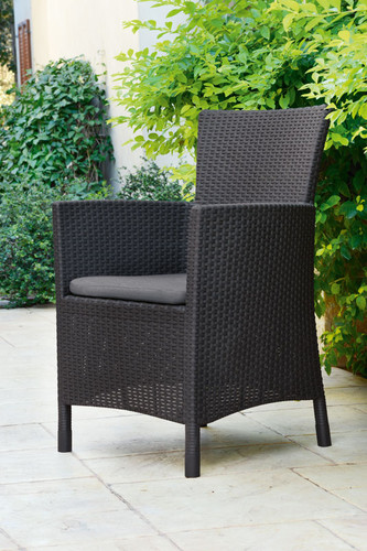 Garden Armchair, rattan style, graphite