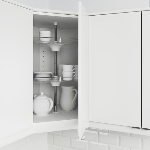 METOD Corner wall cabinet with carousel, white/Stensund white, 68x80 cm