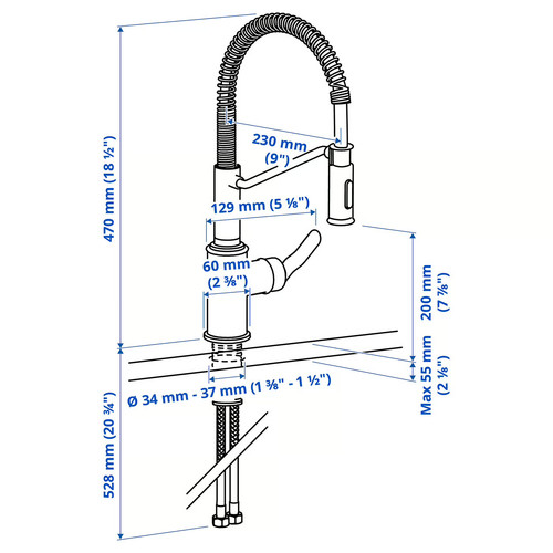 TAKSJÖN Kitchen mixer tap pull down w spray, stainless steel colour