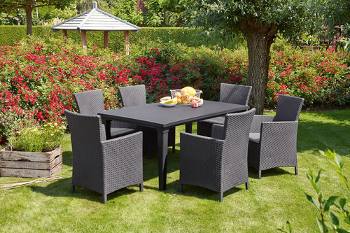 Garden Armchair, rattan style, graphite