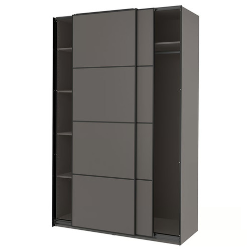 PAX / MEHAMN Wardrobe, dark grey/double sided dark grey, 150x66x236 cm
