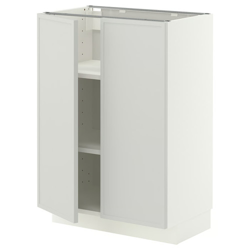 METOD Base cabinet with shelves/2 doors, white/Aspudden light grey, 60x37 cm