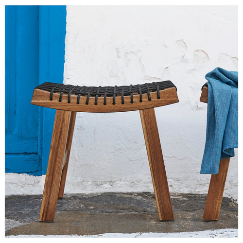 STACKHOLMEN Stool, outdoor, light brown stained, 48x35x43 cm
