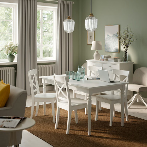 ROSENTORP Extendable table, white, 155/215x87 cm
