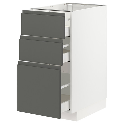METOD / MAXIMERA Base cabinet with 3 drawers, white/Voxtorp dark grey, 40x60 cm