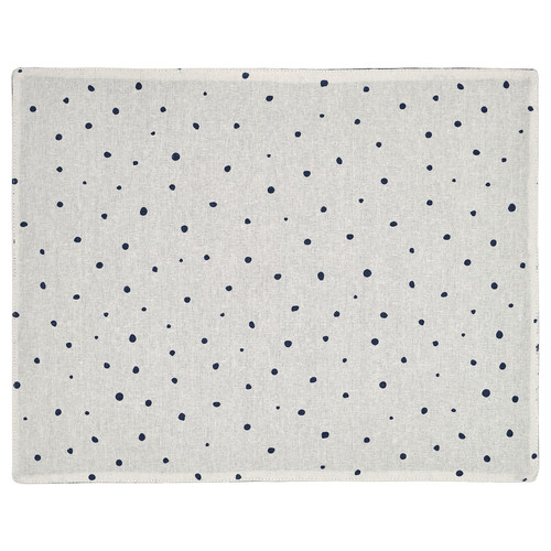 NISSÖGA Place mat, white/dark blue, 45x35 cm