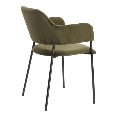 Dining Chair Lima, velvet, armrests, green