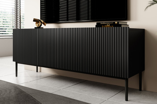 TV Cabinet Nicole 150 cm, matt black/black legs